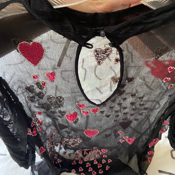 NWOT Sheer FP Heart Sequins Top 💕 - Picture 2 of 4